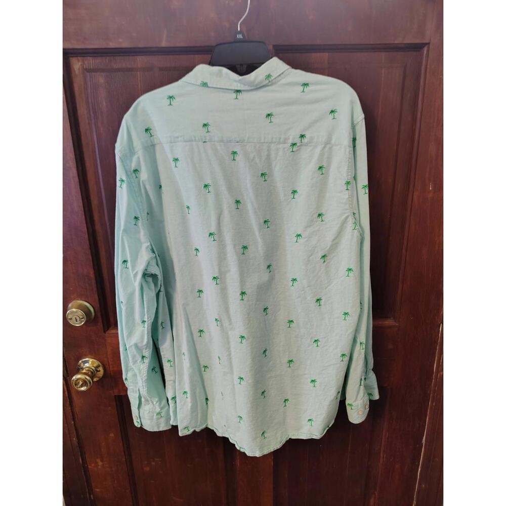 CROWN & IVY Button Shirt Mens Size XXL Lime with Green Embroidered Palm Trees - Picture 4 of 4